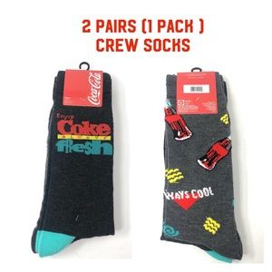 Coca-Cola Enjoy Fresh Coke Always Cool Two Pairs Crew Socks Men's (10-13)